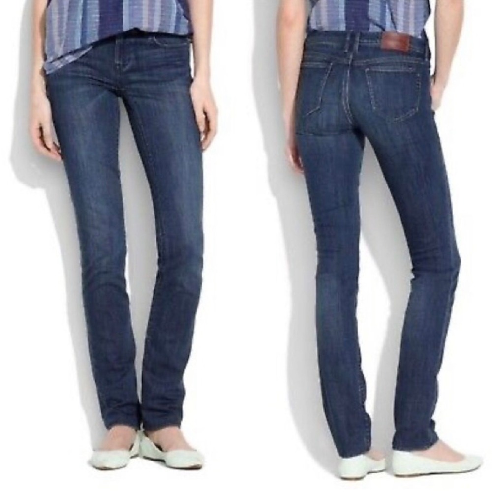 Madewell Jeans Women 26 Dark Blue Rail Straight Slim Leg Stretch‎ Denim RN 77388